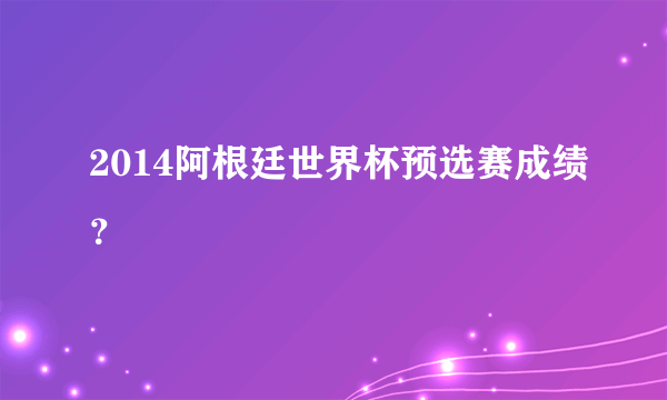 2014阿根廷世界杯预选赛成绩？