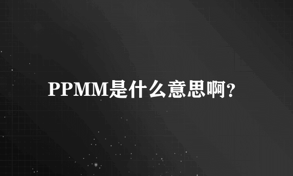 PPMM是什么意思啊？