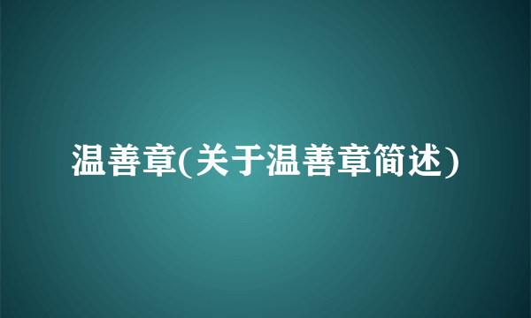 温善章(关于温善章简述)