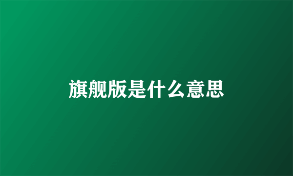 旗舰版是什么意思