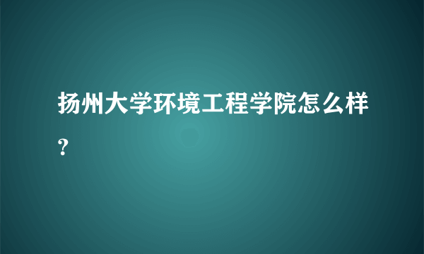 扬州大学环境工程学院怎么样？