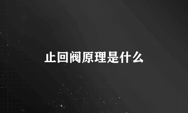 止回阀原理是什么