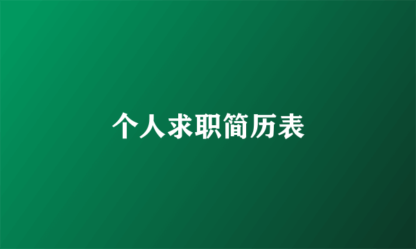 个人求职简历表