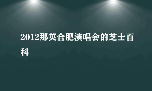 2012那英合肥演唱会的芝士百科