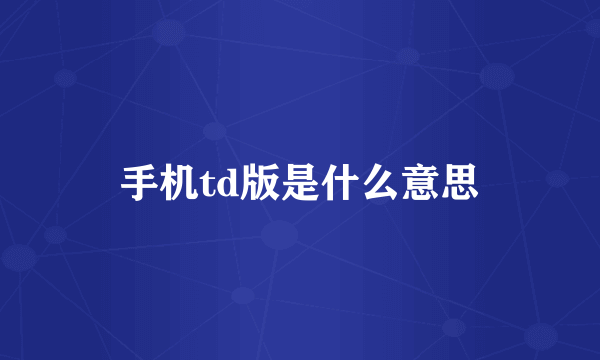 手机td版是什么意思