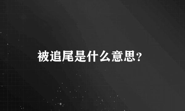 被追尾是什么意思？