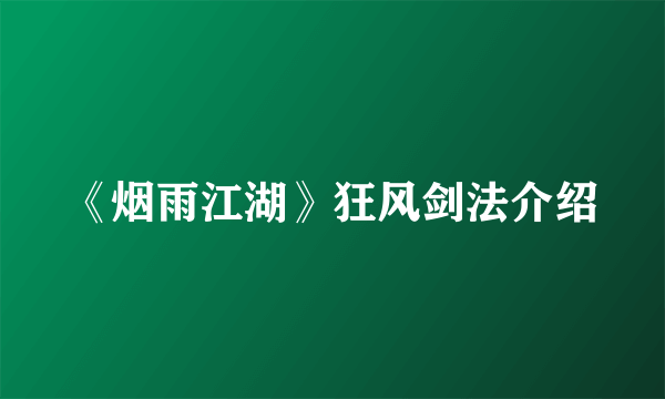 《烟雨江湖》狂风剑法介绍