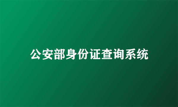 公安部身份证查询系统