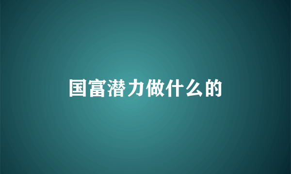 国富潜力做什么的
