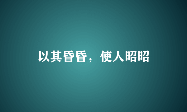 以其昏昏，使人昭昭
