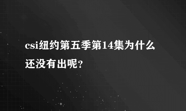 csi纽约第五季第14集为什么还没有出呢？