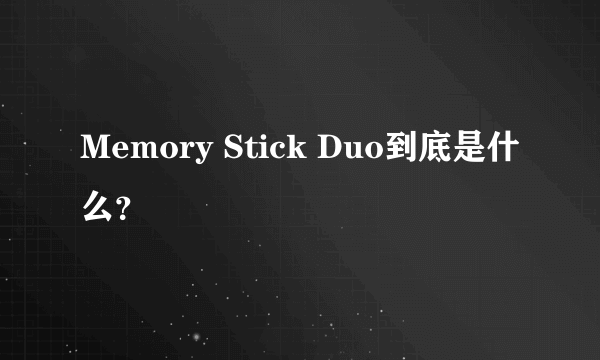 Memory Stick Duo到底是什么？
