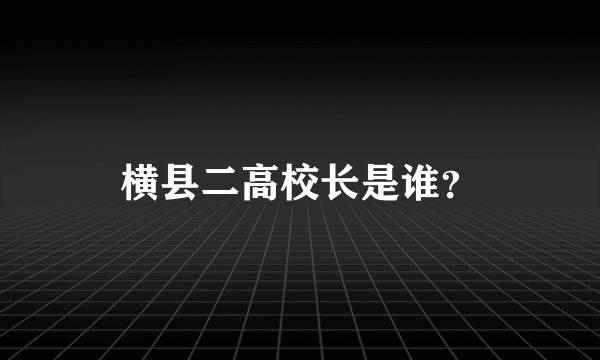 横县二高校长是谁？