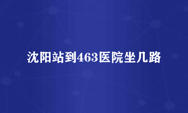 沈阳站到463医院坐几路