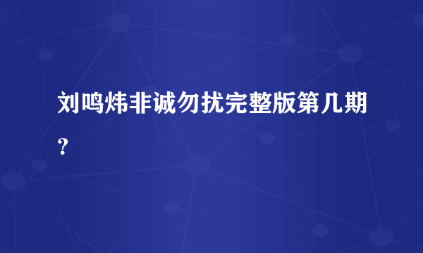 刘鸣炜非诚勿扰完整版第几期？