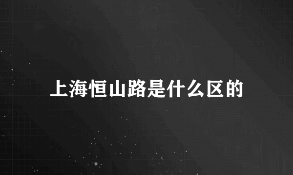 上海恒山路是什么区的