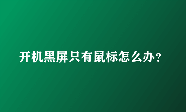 开机黑屏只有鼠标怎么办？