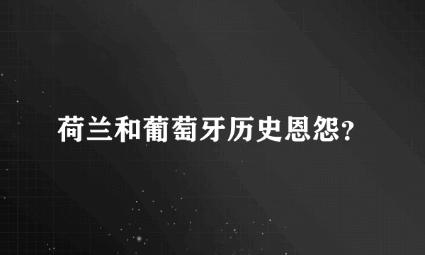 荷兰和葡萄牙历史恩怨？