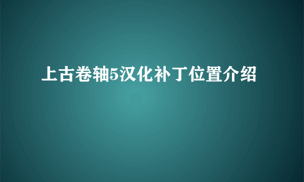 上古卷轴5汉化补丁位置介绍