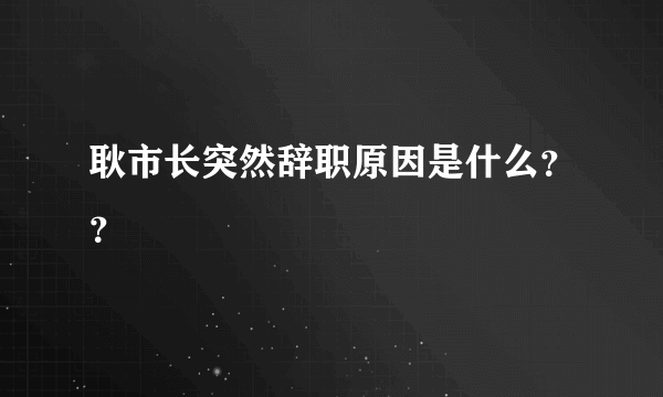 耿市长突然辞职原因是什么？？