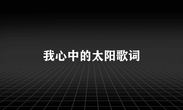 我心中的太阳歌词