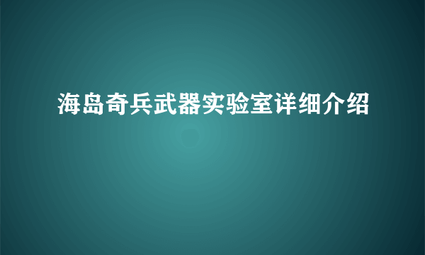 海岛奇兵武器实验室详细介绍