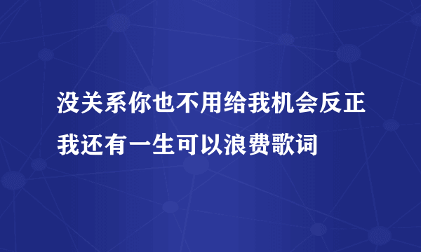 没关系你也不用给我机会反正我还有一生可以浪费歌词