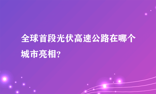 全球首段光伏高速公路在哪个城市亮相？