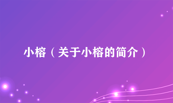 小榕（关于小榕的简介）