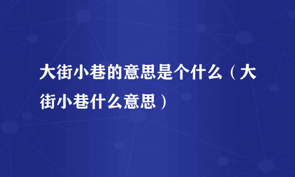 大街小巷的意思是个什么（大街小巷什么意思）
