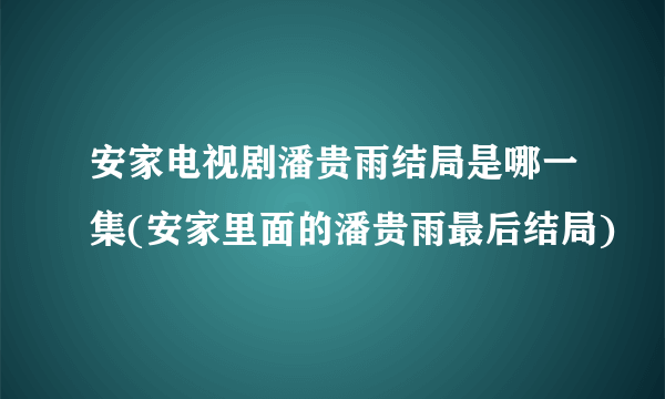 安家电视剧潘贵雨结局是哪一集(安家里面的潘贵雨最后结局)