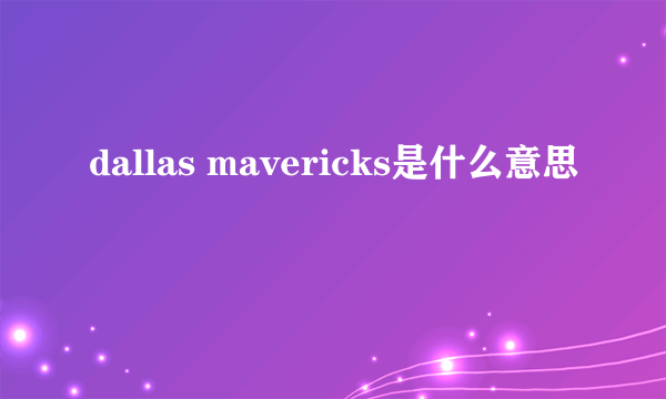 dallas mavericks是什么意思