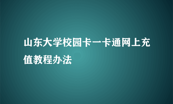 山东大学校园卡一卡通网上充值教程办法