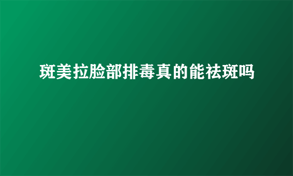 斑美拉脸部排毒真的能祛斑吗
