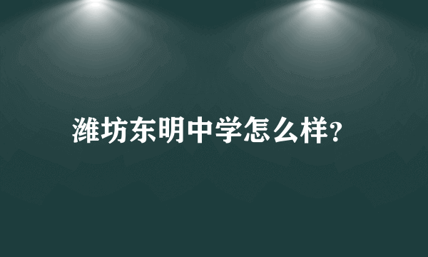 潍坊东明中学怎么样？
