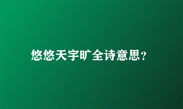 悠悠天宇旷全诗意思？