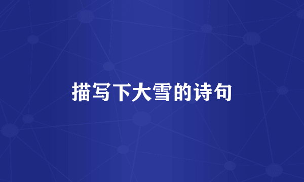 描写下大雪的诗句