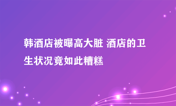 韩酒店被曝高大脏 酒店的卫生状况竟如此糟糕