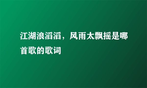 江湖浪滔滔，风雨太飘摇是哪首歌的歌词
