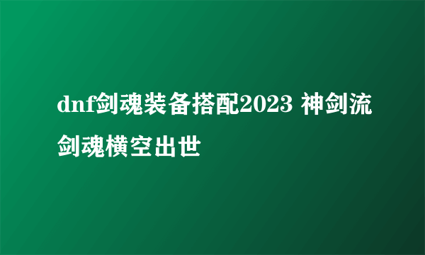 dnf剑魂装备搭配2023 神剑流剑魂横空出世