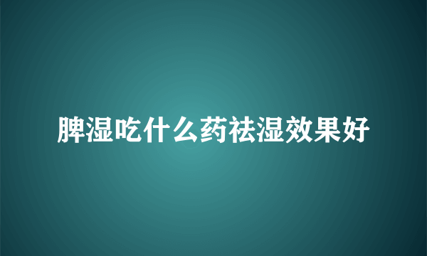 脾湿吃什么药祛湿效果好