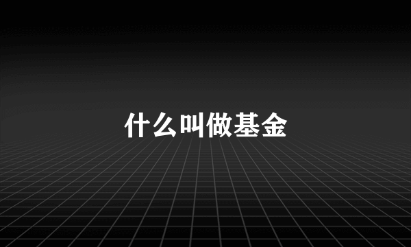 什么叫做基金