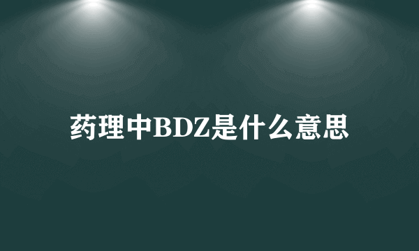 药理中BDZ是什么意思
