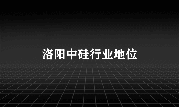 洛阳中硅行业地位