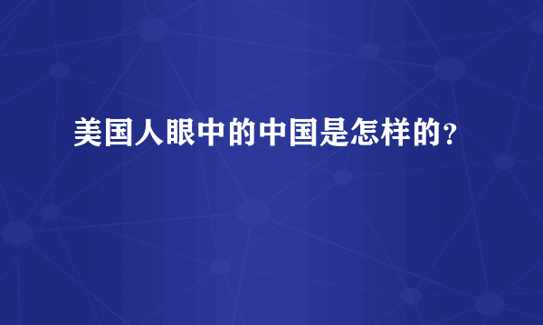 美国人眼中的中国是怎样的？