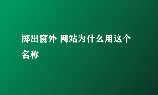 掷出窗外 网站为什么用这个名称