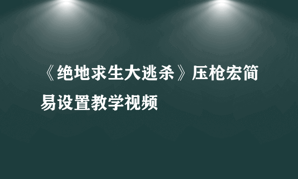 《绝地求生大逃杀》压枪宏简易设置教学视频